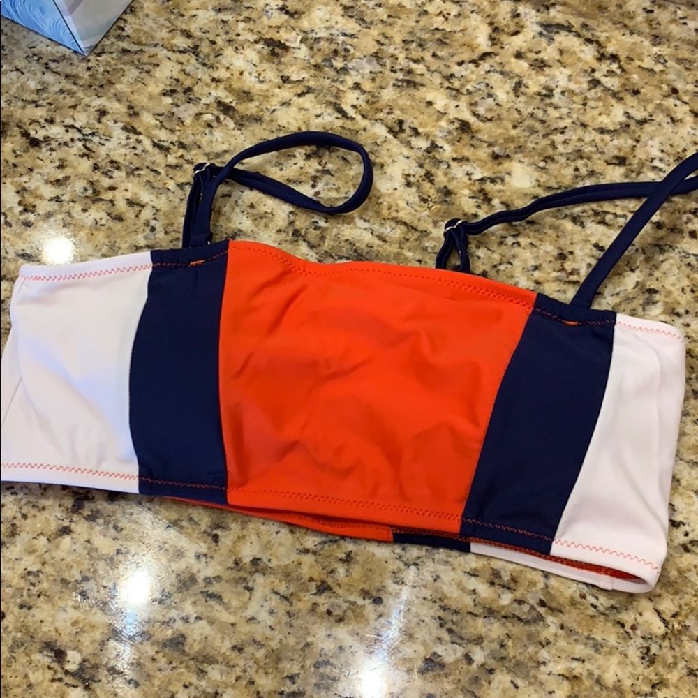 Like new red, white, blue bandeau bikini top
